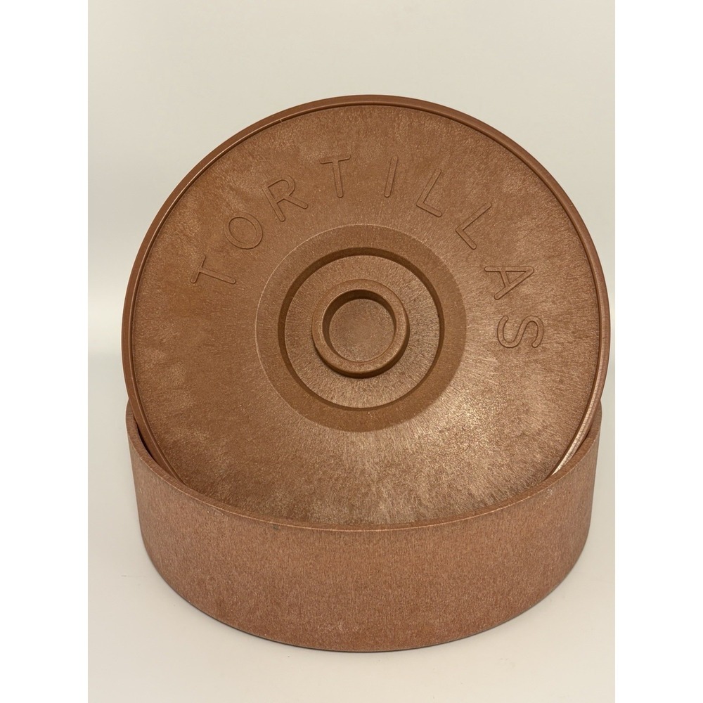 Tortilla Warmer Keeper Serving Container Helman Group w/ Lid‎ Brown 8.5 x 3 Inch
